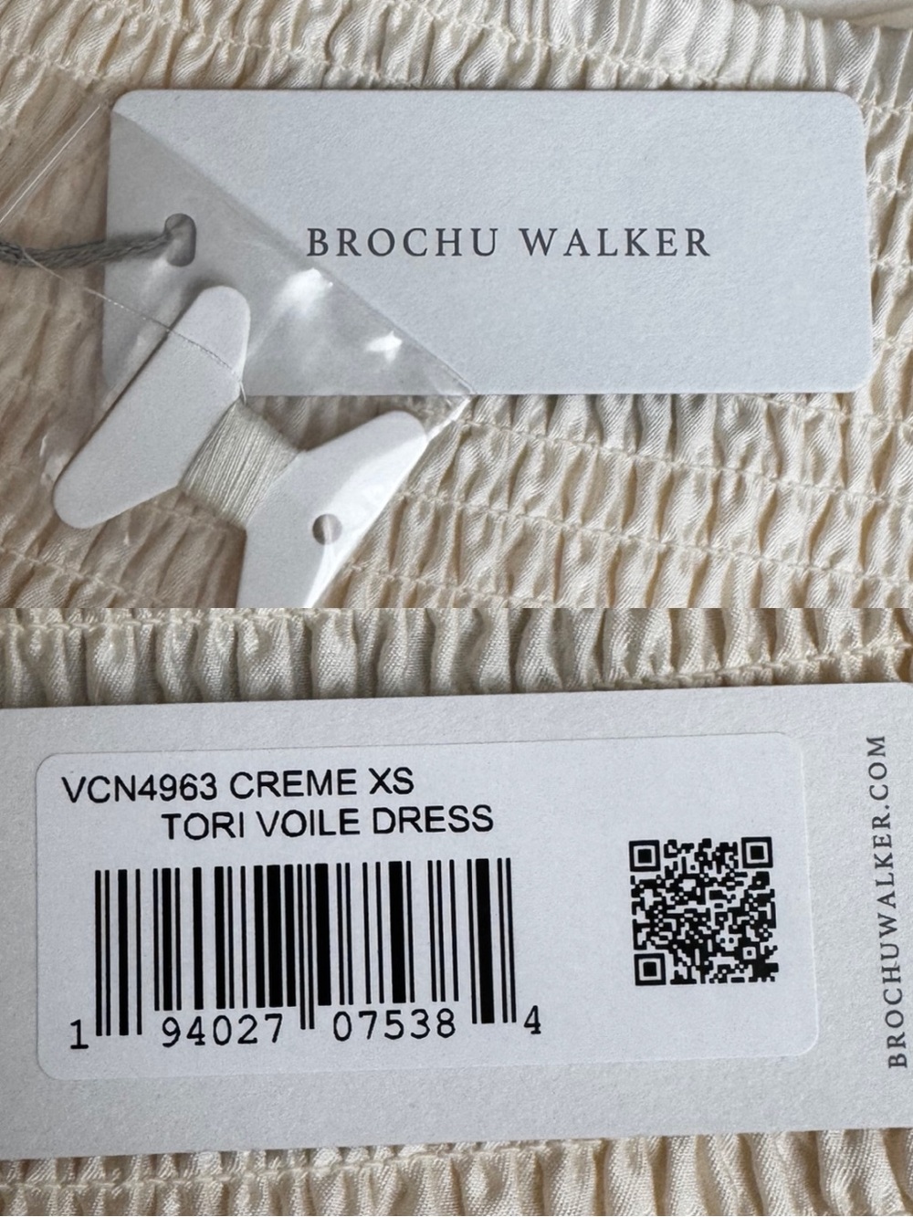 NWT Brochu Walker The Tori Voile Dress in Creme XS - Picture 12 of 16